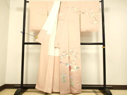 平和屋着物●訪問着　友禅　鴛鴦花文　暈し染め　正絹　逸品　未使用　DABE9637du