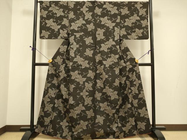 平和屋着物●本場大島紬　9マルキ　枝花文　正絹　逸品　DABE9638du