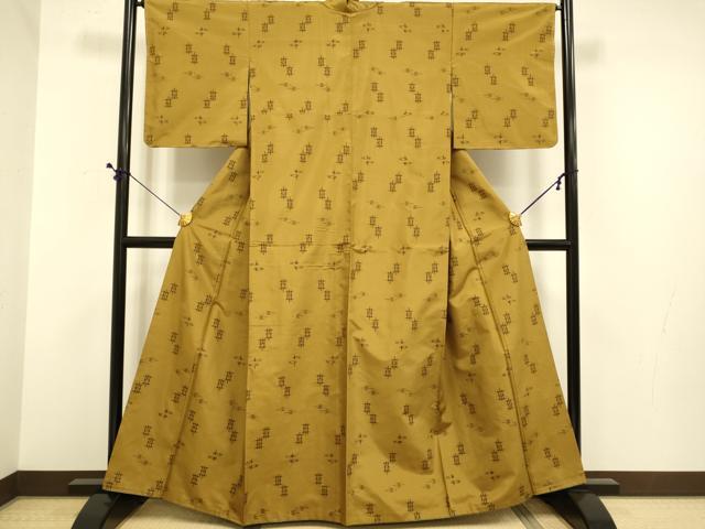 平和屋着物●上質な紬　琉球絣文様　正絹　逸品　DABE9639du