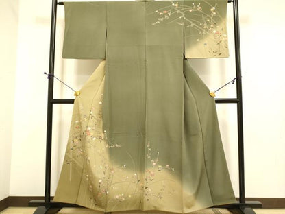 平和屋着物●訪問着　草花文　暈し染め　正絹　逸品　DABE9641du