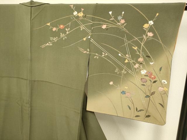 平和屋着物●訪問着　草花文　暈し染め　正絹　逸品　DABE9641du