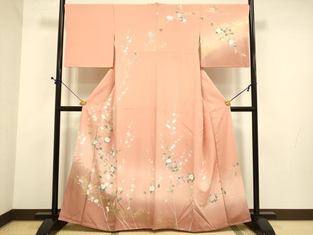 平和屋着物●訪問着　枝花文　暈し染め　金彩　三越扱い　正絹　逸品　DABE9643du
