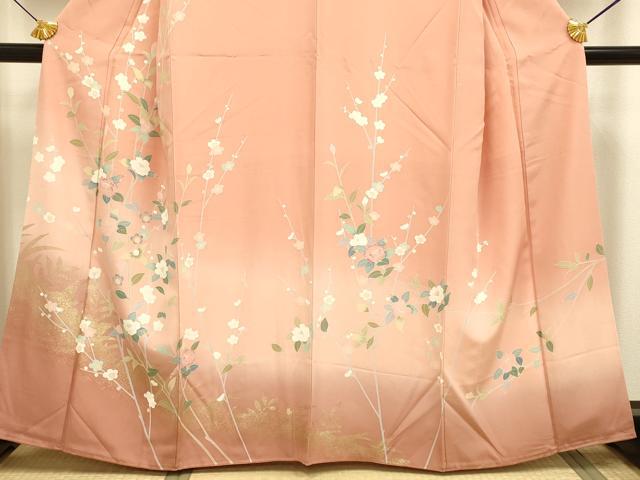 平和屋着物●訪問着　枝花文　暈し染め　金彩　三越扱い　正絹　逸品　DABE9643du