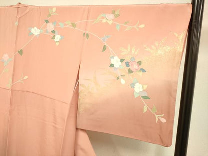 平和屋着物●訪問着　枝花文　暈し染め　金彩　三越扱い　正絹　逸品　DABE9643du