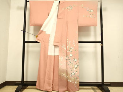 平和屋着物●訪問着　枝花文　暈し染め　金彩　三越扱い　正絹　逸品　DABE9643du