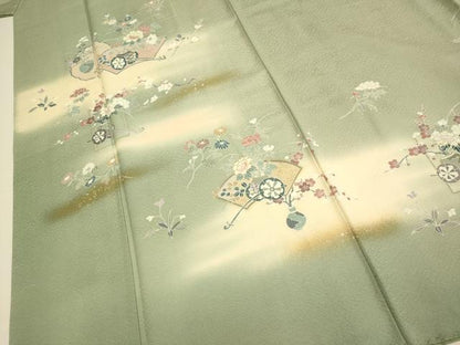 平和屋着物●訪問着　花車文　暈し染め　金彩　正絹　逸品　DABE9646du
