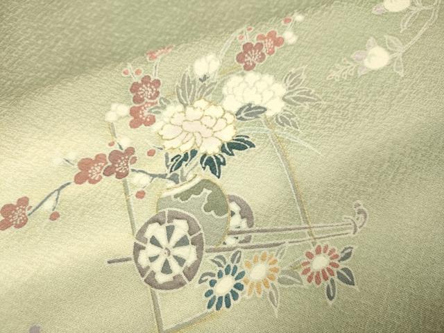 平和屋着物●訪問着　花車文　暈し染め　金彩　正絹　逸品　DABE9646du