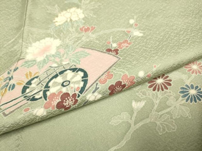 平和屋着物●訪問着　花車文　暈し染め　金彩　正絹　逸品　DABE9646du