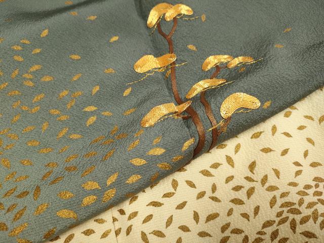 平和屋着物●訪問着　駒刺繍　松文　暈し染め　金彩　ますいわ屋扱い　正絹　逸品　DABE9647du