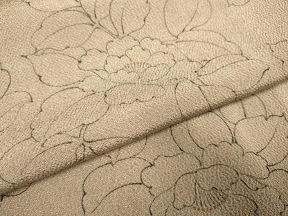 平和屋着物●上質な小紋　牡丹文　鬼しぼ縮緬　正絹　逸品　DABE9651du