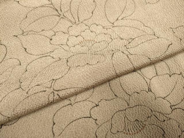 平和屋着物●上質な小紋　牡丹文　鬼しぼ縮緬　正絹　逸品　DABE9651du