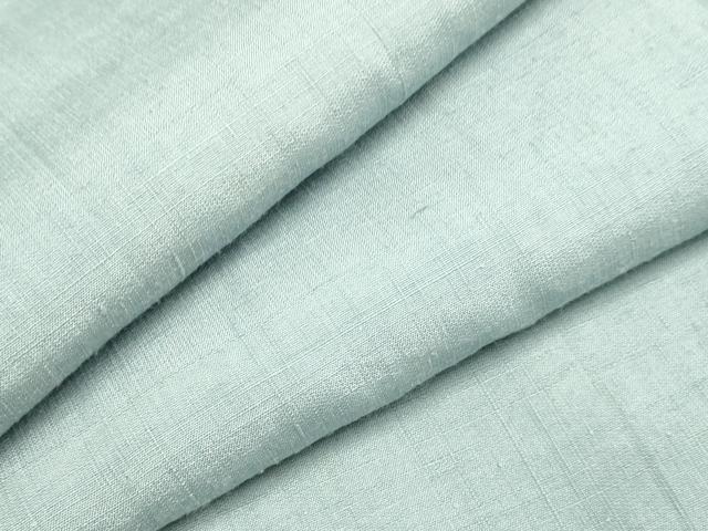 平和屋着物●結城紬　色無地　藍鼠色　正絹　逸品　DABE9653du
