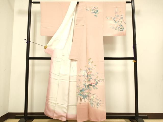 平和屋着物●訪問着　友禅　作家物　枝花文　暈し染め　正絹　逸品　DABE9655du