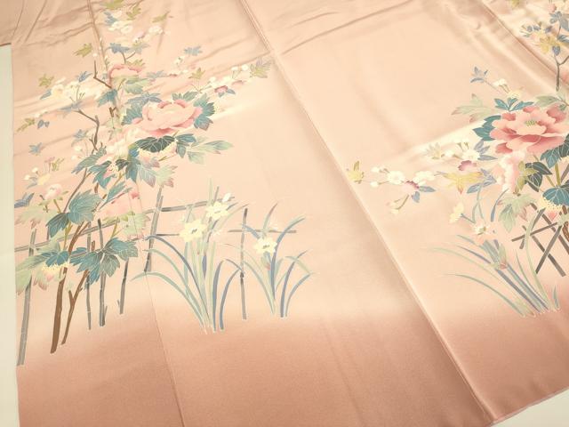 平和屋着物●訪問着　友禅　作家物　枝花文　暈し染め　正絹　逸品　DABE9655du