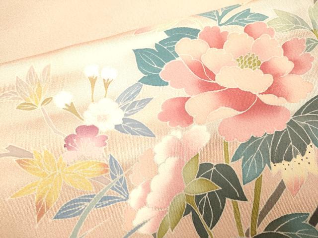 平和屋着物●訪問着　友禅　作家物　枝花文　暈し染め　正絹　逸品　DABE9655du