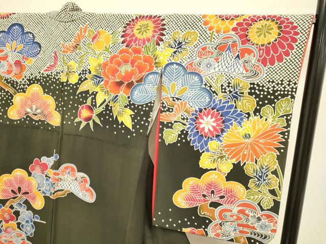 平和屋着物●訪問着　型染　花松文　正絹　逸品　DABE9656du