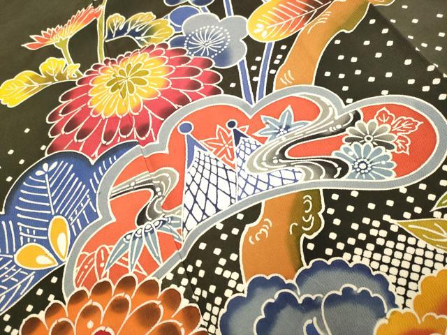 平和屋着物●訪問着　型染　花松文　正絹　逸品　DABE9656du