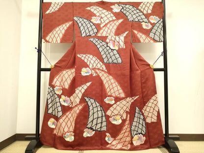 平和屋着物●訪問着　絞り　鴛鴦文　正絹　逸品　DABE9657du