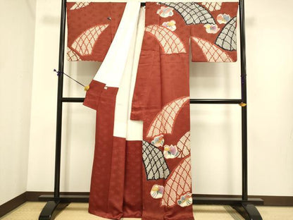 平和屋着物●訪問着　絞り　鴛鴦文　正絹　逸品　DABE9657du