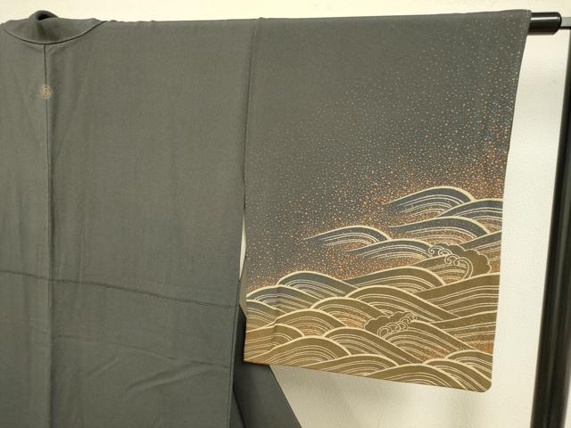 平和屋着物●ファッションデザイナー　花井幸子　訪問着　刺繍　立波文　正絹　逸品　DABE9658du