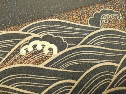 平和屋着物●ファッションデザイナー　花井幸子　訪問着　刺繍　立波文　正絹　逸品　DABE9658du