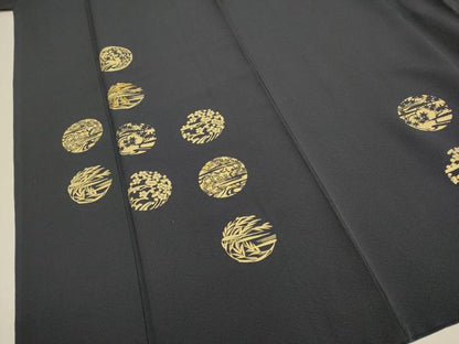 平和屋着物●訪問着　草花丸文　金彩　正絹　逸品　DABE9659du