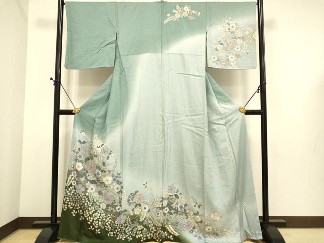 平和屋着物●訪問着　絞り　辻が花　暈し染め　金彩　正絹　逸品　DABE9661du