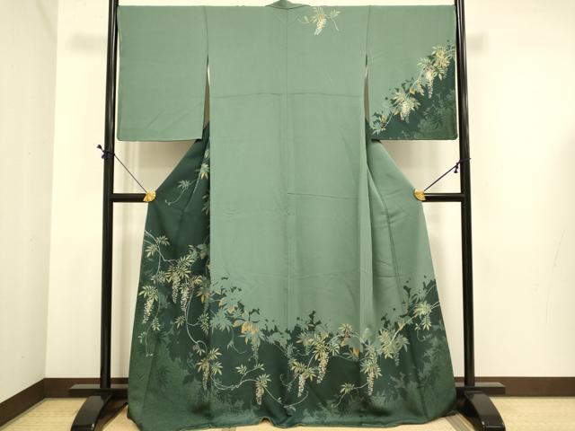 平和屋着物●訪問着　藤　シルエット　金彩　正絹　逸品　DABE9663du