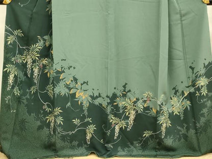 平和屋着物●訪問着　藤　シルエット　金彩　正絹　逸品　DABE9663du