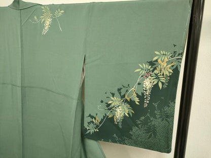 平和屋着物●訪問着　藤　シルエット　金彩　正絹　逸品　DABE9663du