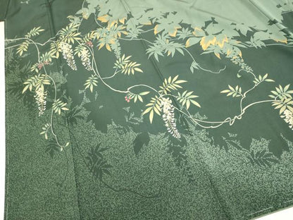 平和屋着物●訪問着　藤　シルエット　金彩　正絹　逸品　DABE9663du