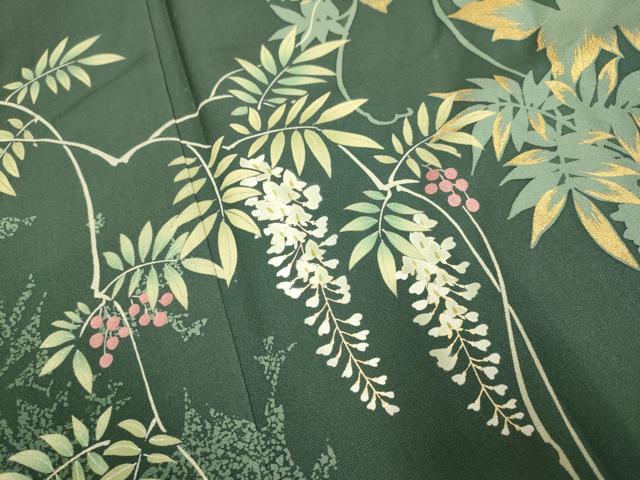 平和屋着物●訪問着　藤　シルエット　金彩　正絹　逸品　DABE9663du