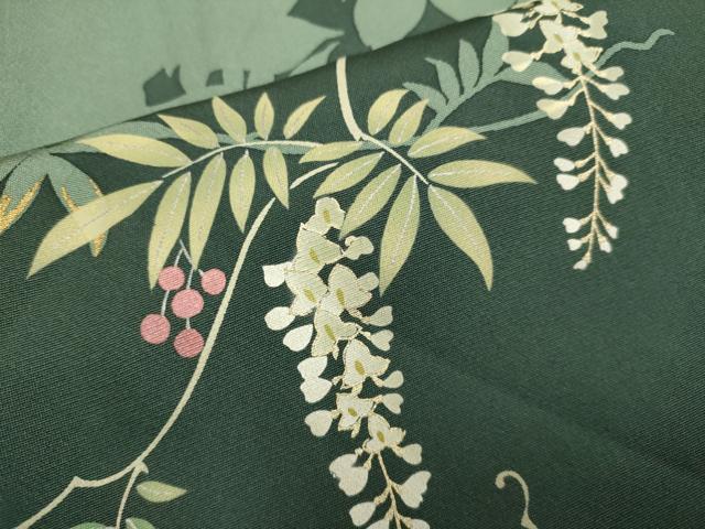 平和屋着物●訪問着　藤　シルエット　金彩　正絹　逸品　DABE9663du