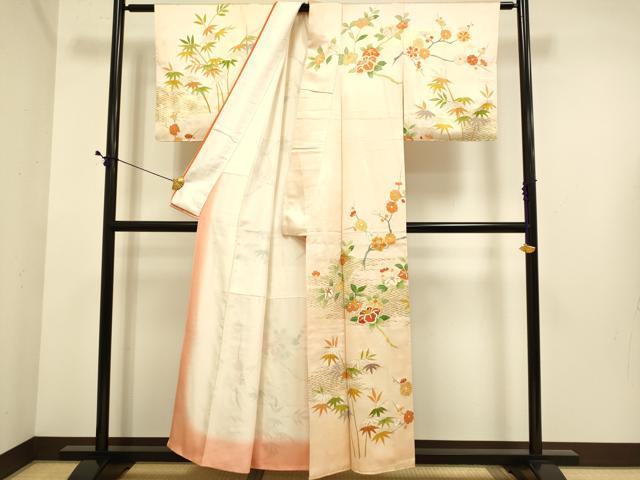 平和屋着物●訪問着　駒刺繍　枝花文　金彩　正絹　逸品　DABE9667du