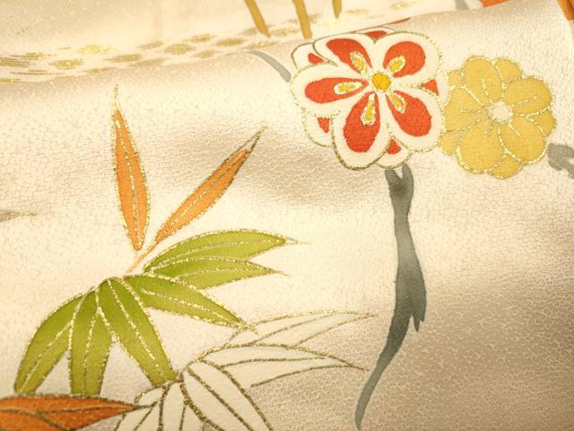 平和屋着物●訪問着　駒刺繍　枝花文　金彩　正絹　逸品　DABE9667du