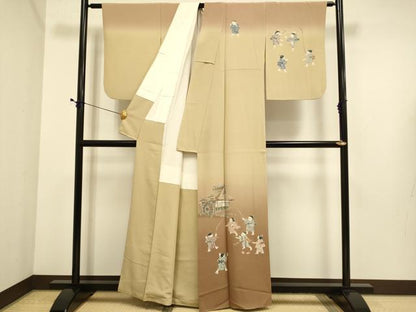 平和屋着物●十日町　加賀草木友禅の第一人者　田村哲彦　訪問着　童子遊び　暈し染め　正絹　逸品　DABE9668du