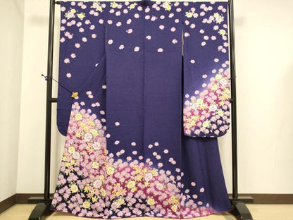 平和屋着物●豪華振袖　草花文　暈し染め　正絹　逸品　DABE9669du