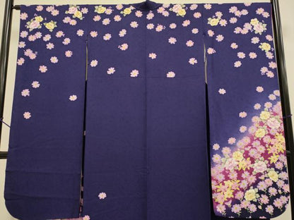 平和屋着物●豪華振袖　草花文　暈し染め　正絹　逸品　DABE9669du