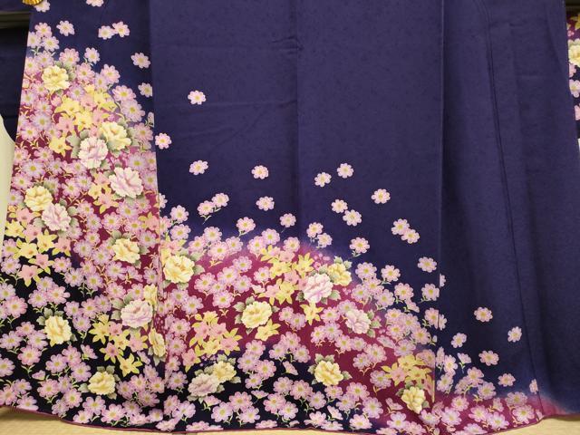 平和屋着物●豪華振袖　草花文　暈し染め　正絹　逸品　DABE9669du