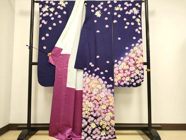 平和屋着物●豪華振袖　草花文　暈し染め　正絹　逸品　DABE9669du