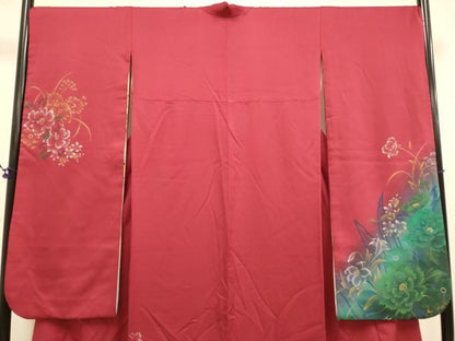 平和屋着物●豪華振袖　草花文　暈し染め　金彩　正絹　逸品　DABE9670du