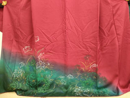 平和屋着物●豪華振袖　草花文　暈し染め　金彩　正絹　逸品　DABE9670du