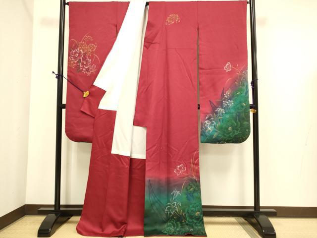 平和屋着物●豪華振袖　草花文　暈し染め　金彩　正絹　逸品　DABE9670du