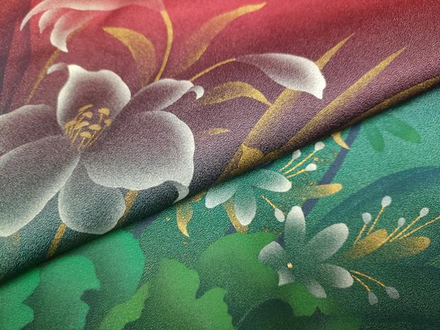 平和屋着物●豪華振袖　草花文　暈し染め　金彩　正絹　逸品　DABE9670du