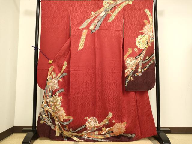 平和屋着物●豪華振袖　束ね熨斗宝尽くし花文　暈し染め　金彩　正絹　逸品　DABE9673du