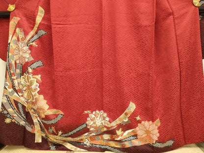 平和屋着物●豪華振袖　束ね熨斗宝尽くし花文　暈し染め　金彩　正絹　逸品　DABE9673du