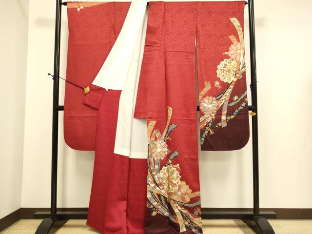 平和屋着物●豪華振袖　束ね熨斗宝尽くし花文　暈し染め　金彩　正絹　逸品　DABE9673du