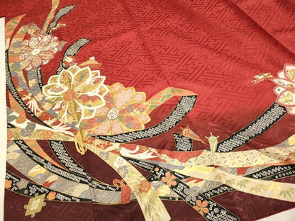 平和屋着物●豪華振袖　束ね熨斗宝尽くし花文　暈し染め　金彩　正絹　逸品　DABE9673du