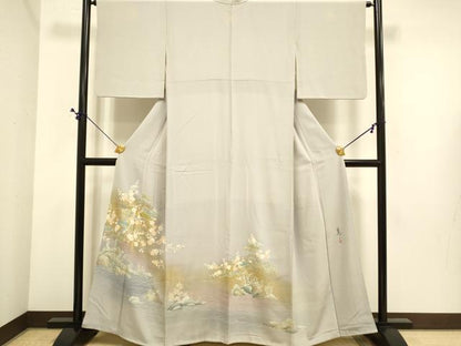 平和屋着物●京友禅の第一人者　松井青々　色留袖　駒刺繍　枝梅文　暈し染め　金彩　正絹　逸品　DABE9674du