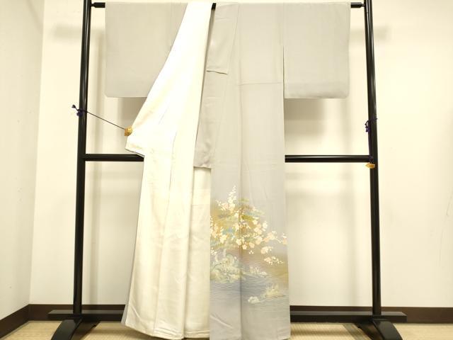 平和屋着物●京友禅の第一人者　松井青々　色留袖　駒刺繍　枝梅文　暈し染め　金彩　正絹　逸品　DABE9674du